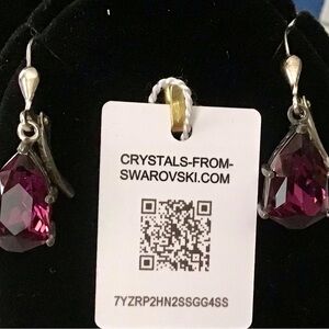 Swarovski Purple Amethyst Crystal Teardrop Earrings